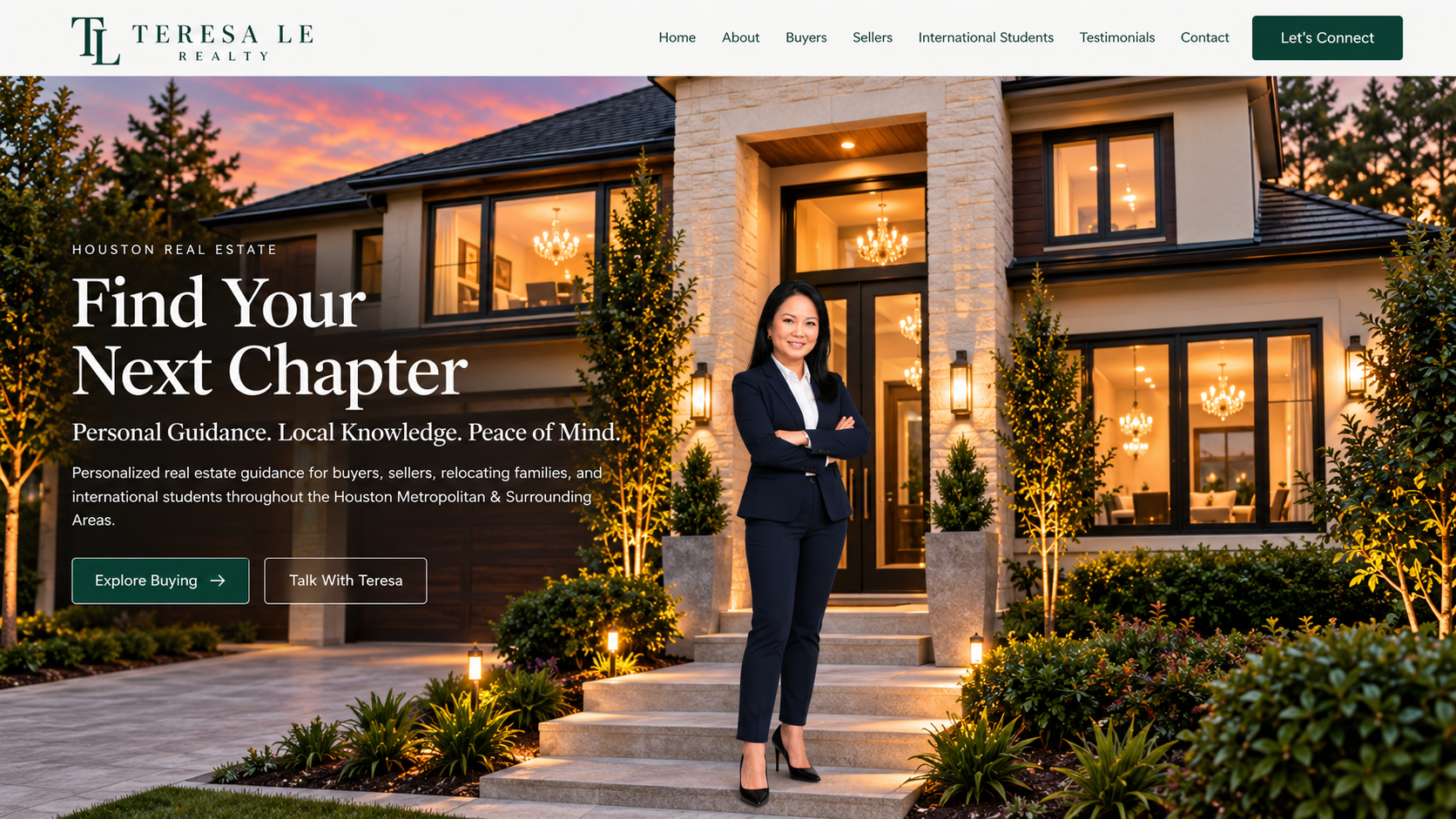 Teresa Le in front of a Houston home